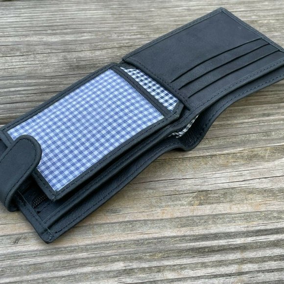 Card Holder Black Wallet Handmade Purse Bi Fold Genuine Leather Purse - Picture 9 of 12